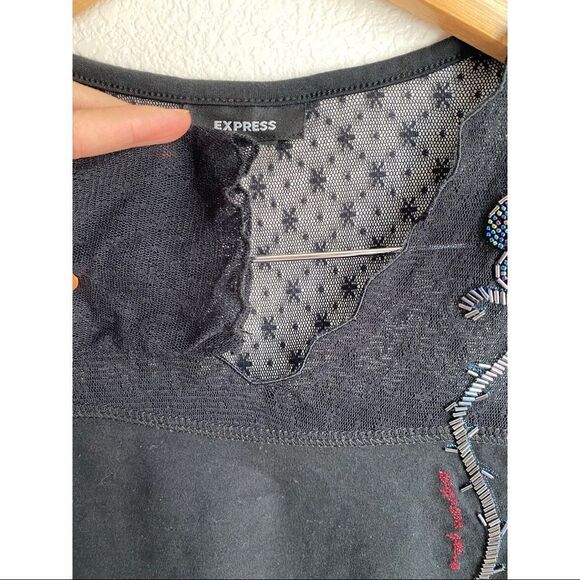EXPRESS | 90s Vintage Long Sleeve Mesh Blouse - Picture 5 of 5